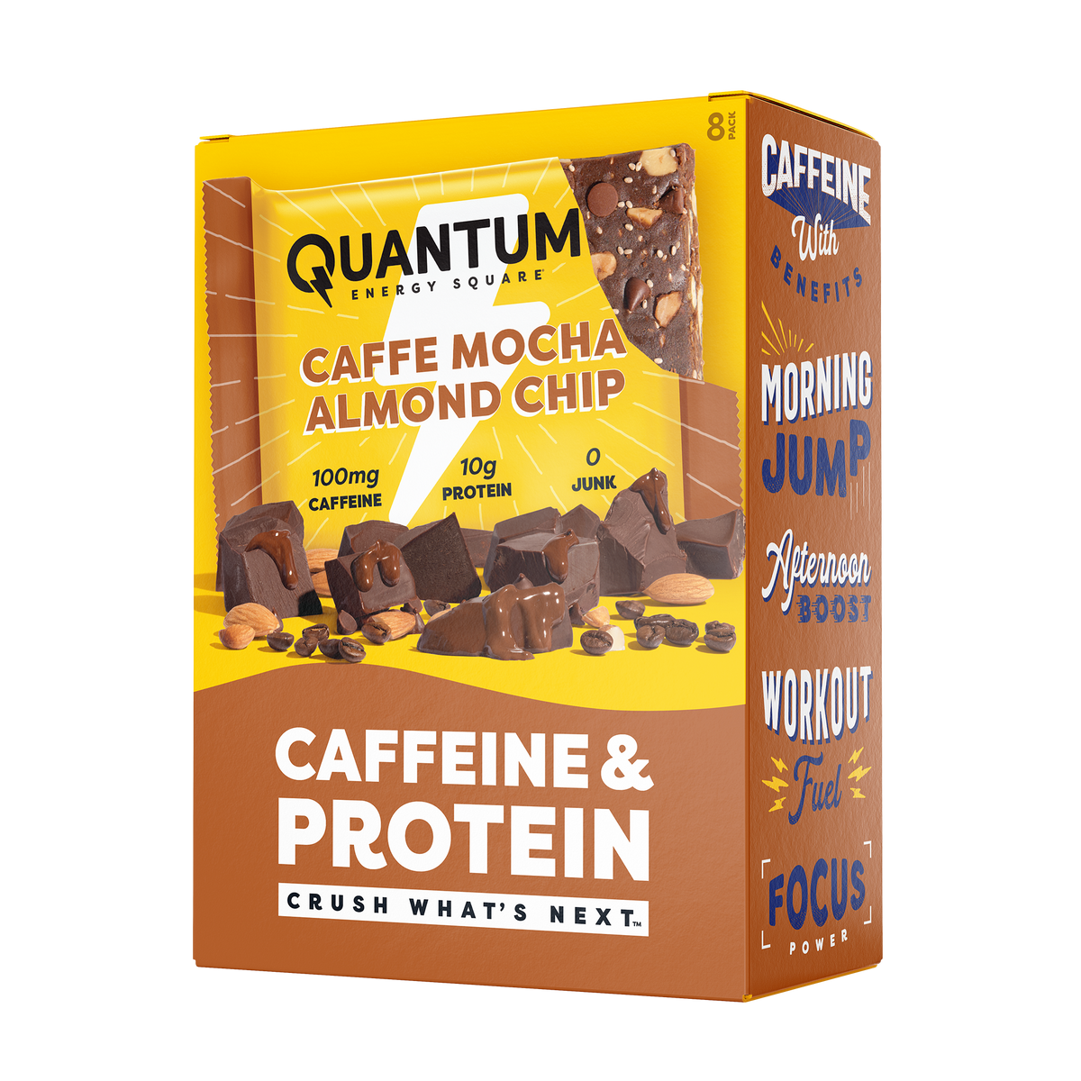 Caffe Mocha Almond Chip Caffeinated Energy Square - 8 Pack